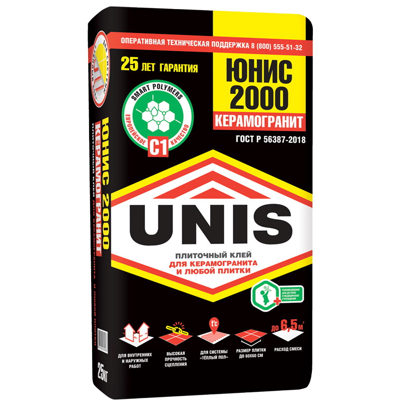 Клей для плитки UNIS/Юнис 2000 25 кг 